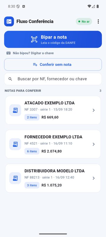 Fila de notas para conferir