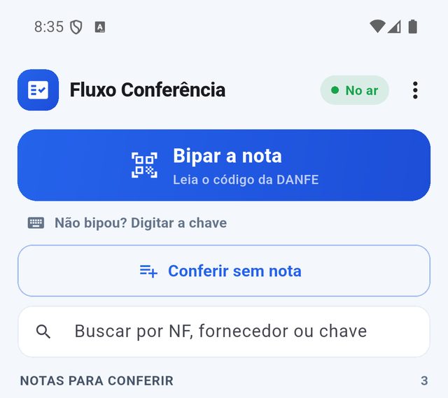 Tela do Fluxo Conferência
