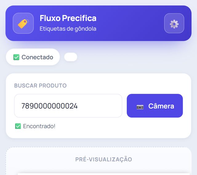 Tela do Fluxo Precifica